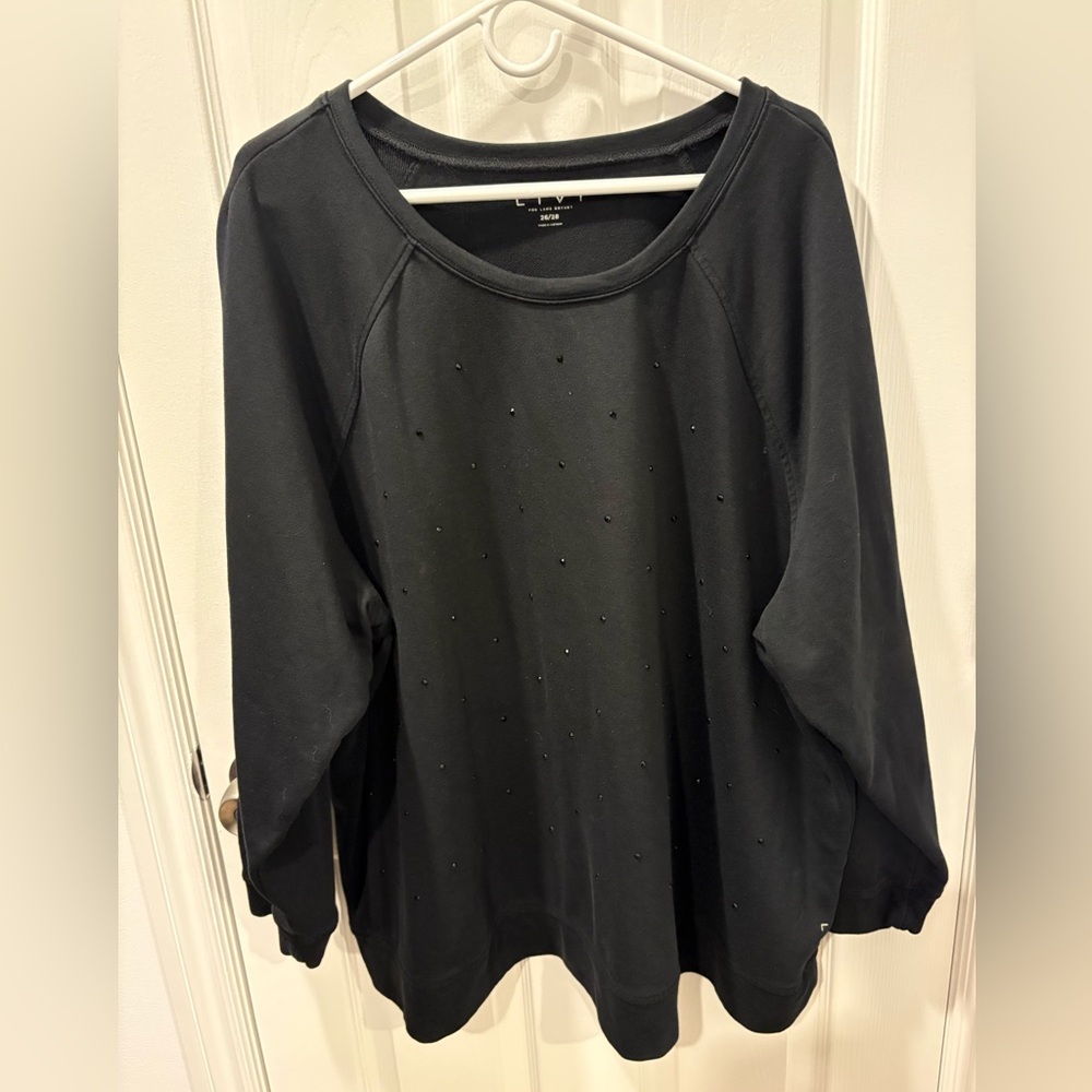 Lane Bryant LIVI French Terry Embellished Sweatshirt Black 26/28